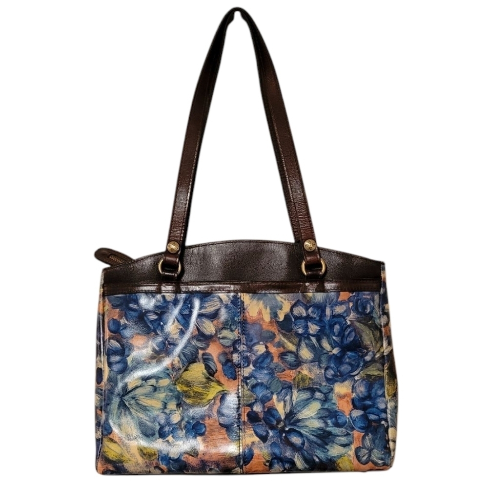 Patricia Nash Blue Clay Poppy Leather Tote Tassle Zipper Floral Western Boho Bag - Picture 2 of 12